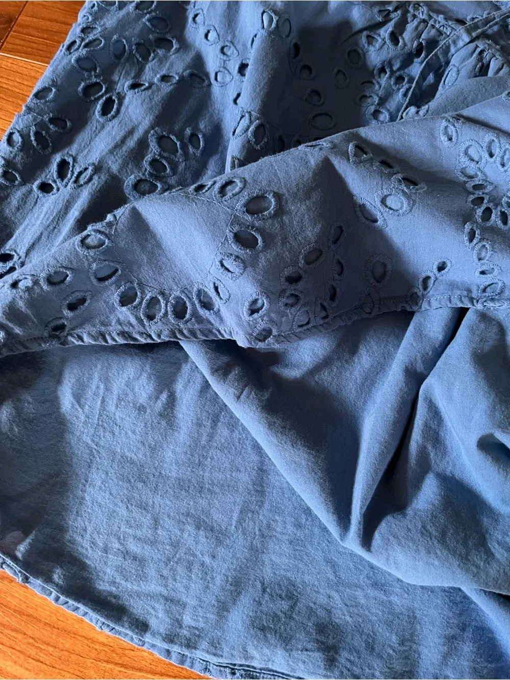 Tuckernuck Cotton Grecian Blue Eyelet Kenway Blouse XXL